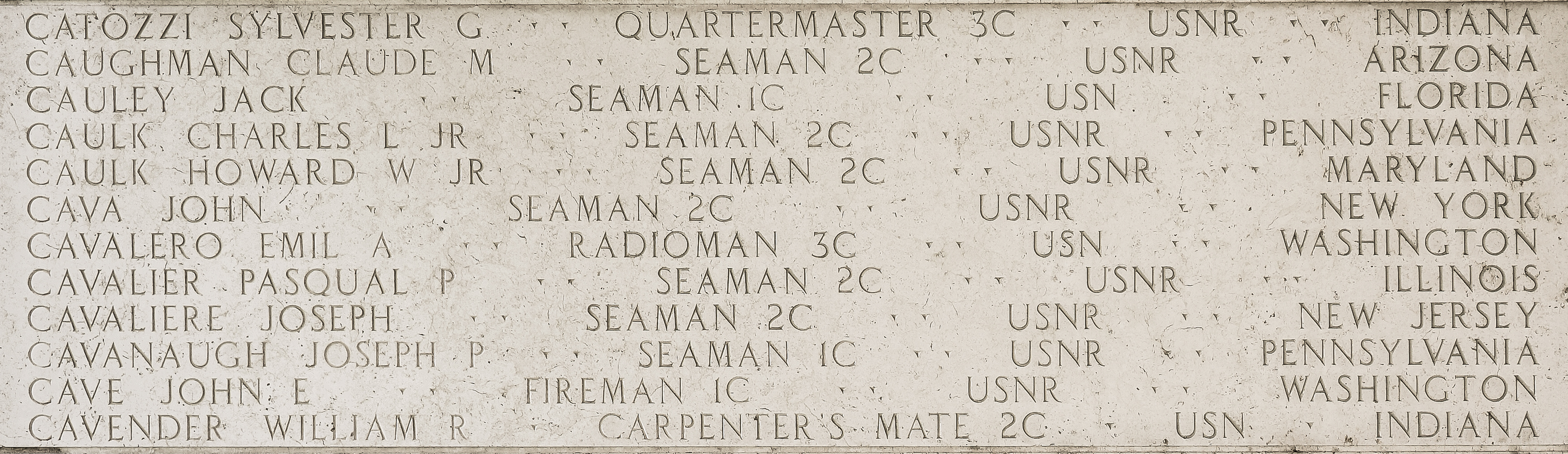 William R. Cavender, Carpenter's Mate Second Class